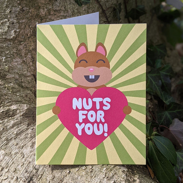 "Nuts For You!" Squirrel Valentine's Day Card, Recycled Anniversary Card