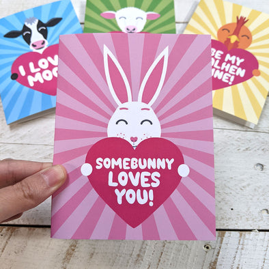 "Somebunny Loves You!" Bunny Rabbit Valentine's Day Card, Recycled Anniversary Card