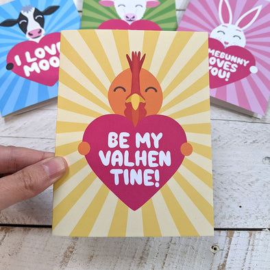 "Be My ValHENtine!" Chicken Valentine's Day Card, Recycled Anniversary Card