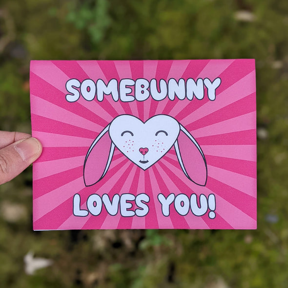 "Somebunny Loves You!" Bunny Valentine's Day Card, Recycled Anniversary Card