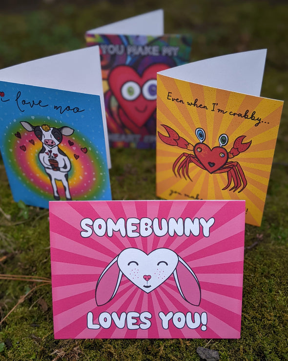 "Somebunny Loves You!" Bunny Valentine's Day Card, Recycled Anniversary Card