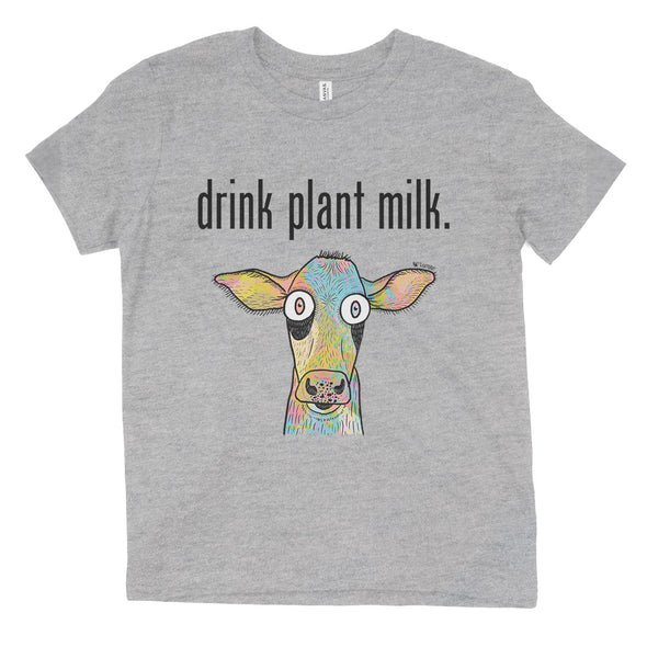 "Drink Plant Milk - Cow" Vegan Youth T-Shirt
