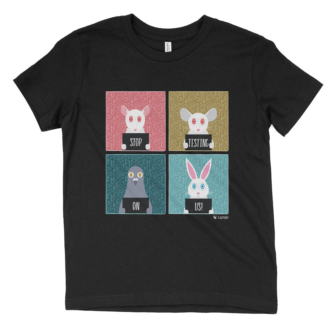 Stop Animal Testing Youth T-Shirt Dark Grey Heather / L