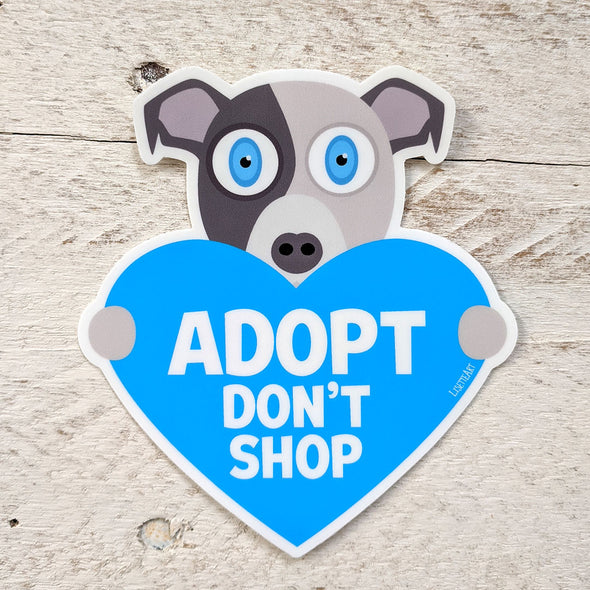 "Adopt, Don't Shop" Dog with Heart Vinyl Bumper Sticker