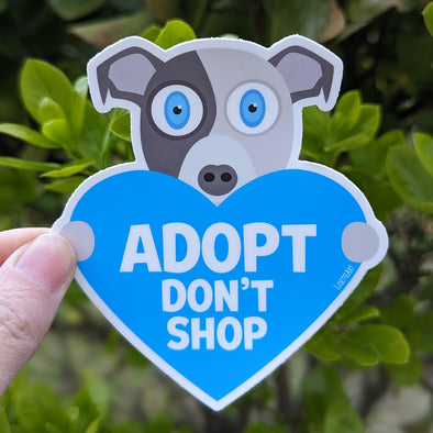 "Adopt, Don't Shop" Dog with Heart Vinyl Bumper Sticker