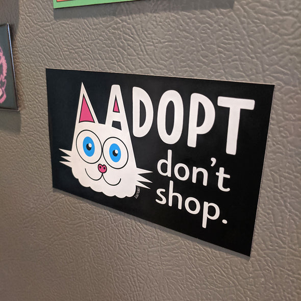 "Adopt, Don't Shop." (cat ear) Car Magnet, Kitty Fridge Magnet