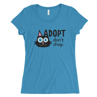 SALE "Adopt, Don't Shop." (cat ear) Junior Fitted T-Shirt