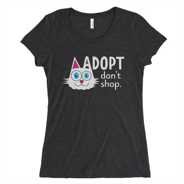 SALE "Adopt, Don't Shop." (cat ear) Junior Fitted T-Shirt