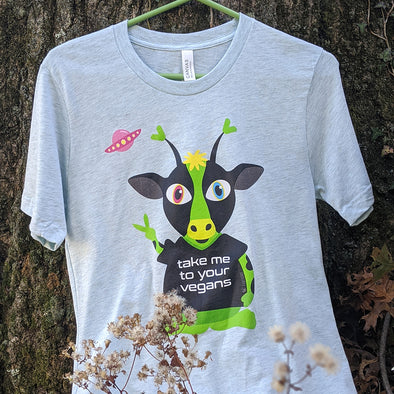 "Take Me To Your Vegans" Alien Cow Unisex T-Shirt