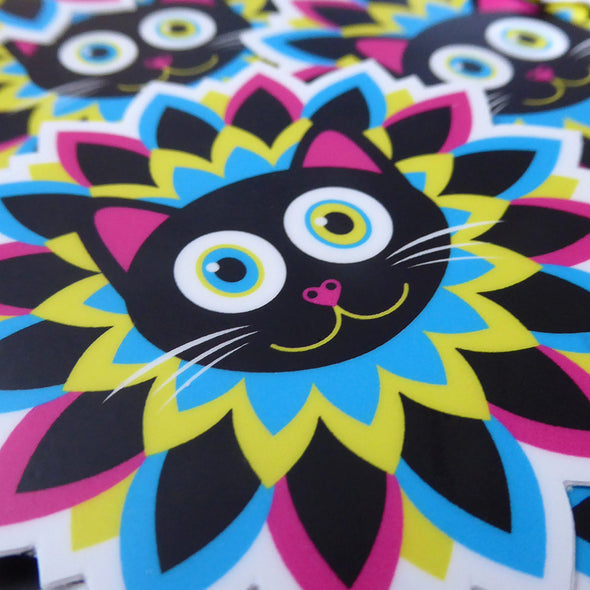 "CMYKitty" Purrrfect Flower Cat Die Cut Vinyl Sticker