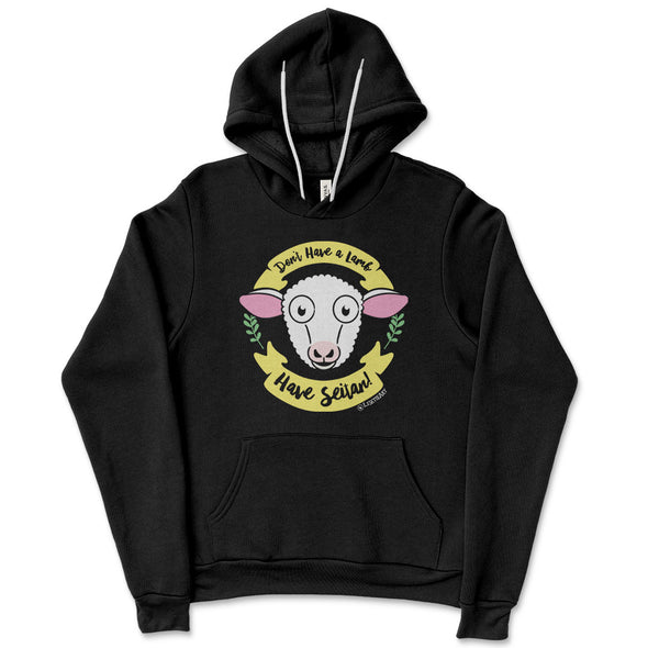 "Don't Have a Lamb, Have Seitan!" Unisex Lightweight Fleece Vegan Hoodie Sweatshirt