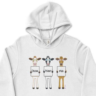 "Drink Plant Milk" Unisex Lightweight Fleece Vegan Cows Hoodie Sweatshirt