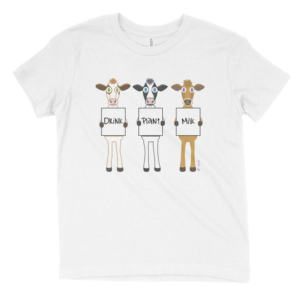 "Drink Plant Milk" Vegan Kids Youth Cows T-Shirt