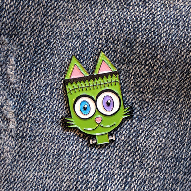 "Frankenkitty" Frankenstein Monster Cat Enamel Pin