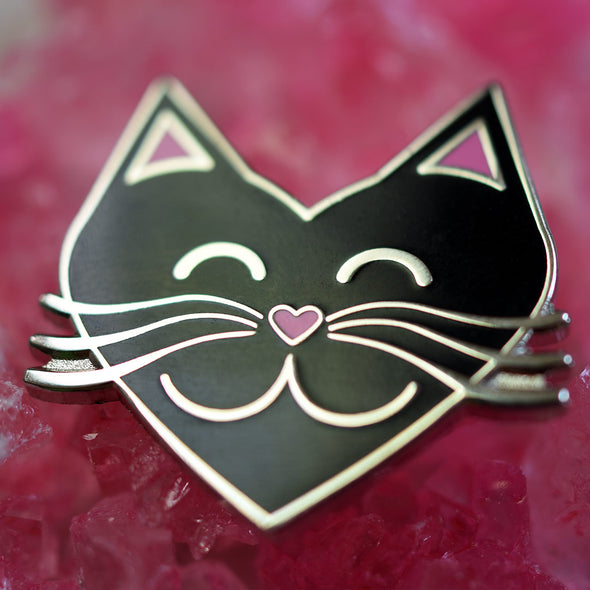 "I Love Cats" Black Heart Cat Enamel Pin