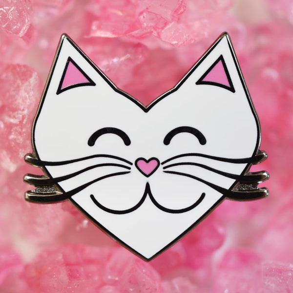 "I Love Cats" Heart White Cat Enamel Pin