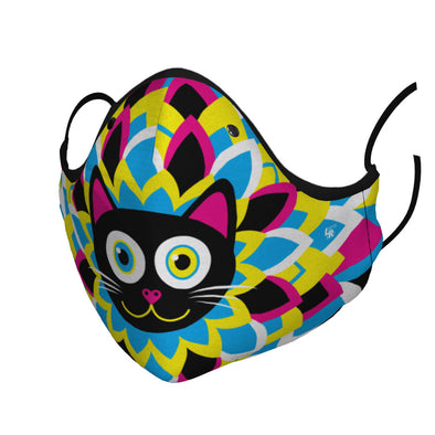"CMYKitty" Purrrfect Flower Black Cat Premium Face Mask