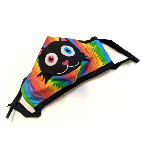 Electric Rainbow - Black Cat Premium Face Mask - Ready to Ship!