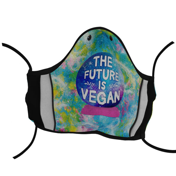 "The Future is Vegan" Cow with Crystal Ball Premium Face Mask