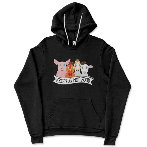 "Friends Not Food" Unisex Lightweight Fleece Vegan Animals Hoodie Sweatshirt
