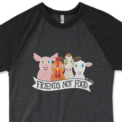 SALE "Friends Not Food" Unisex Raglan Vegan Shirt
