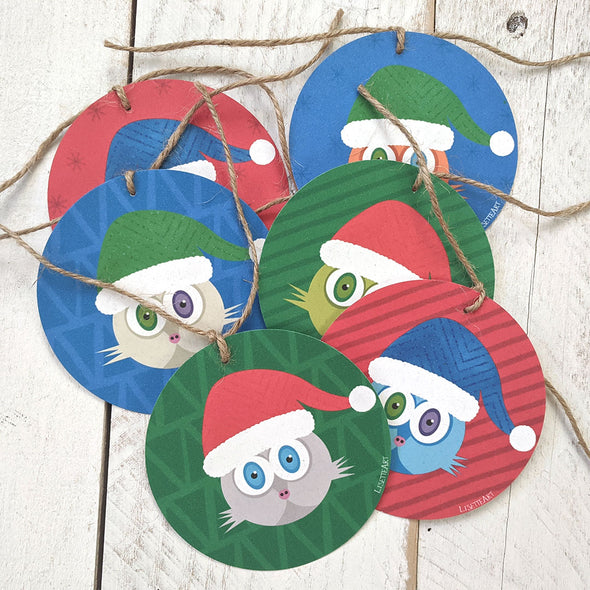 "Meowy Catmas" Whimsical Santa Cats - Christmas Holiday Gift Tags