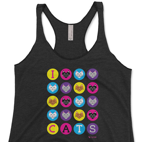 "I 💜 Love 💜 Cats" Tri-blend Racerback Tank