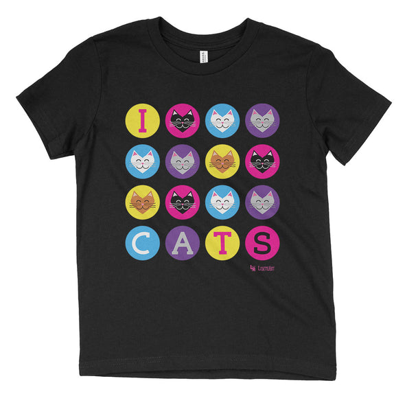 "I 💜 Love 💜 Cats" Kids Youth T-Shirt