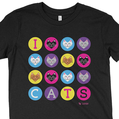 "I 💜 Love 💜 Cats" Kids Youth T-Shirt