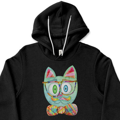 "Intellecat" Unisex Lightweight Fleece Funky Cat Hoodie Sweatshirt