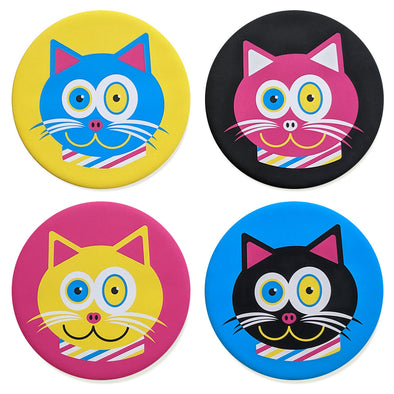 "CMYKat" 4 Color Cats Round Coaster Set