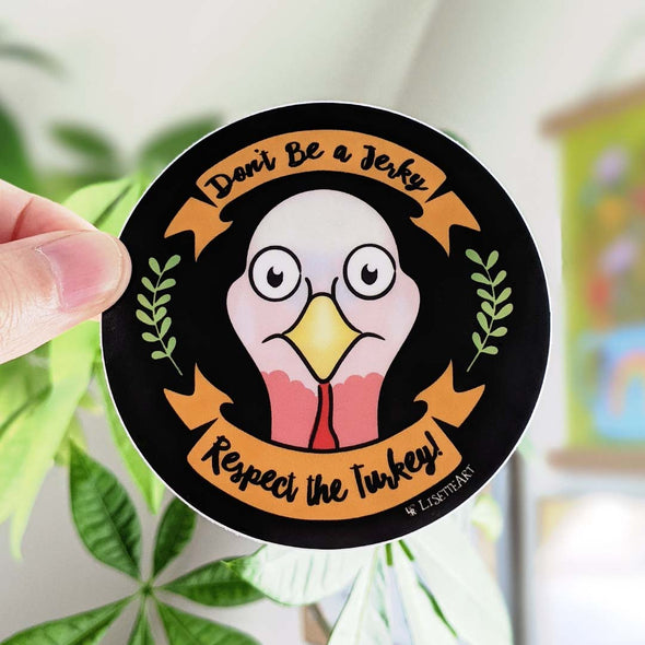 "Respect the Turkey" Circle Badge Vegan Vinyl Sticker