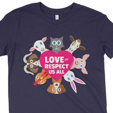 "Love Us All" Vegan Kids Youth Animals T-Shirt