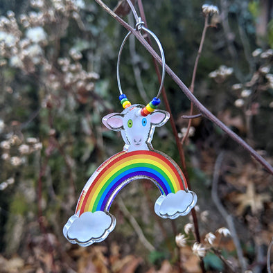 "Rainbow Friends - Sheep" Printed Recycled Acrylic Charm Earrings