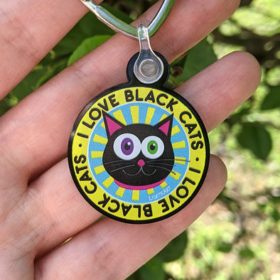 "I Love Black Cats" Printed Recycled Acrylic Keychain