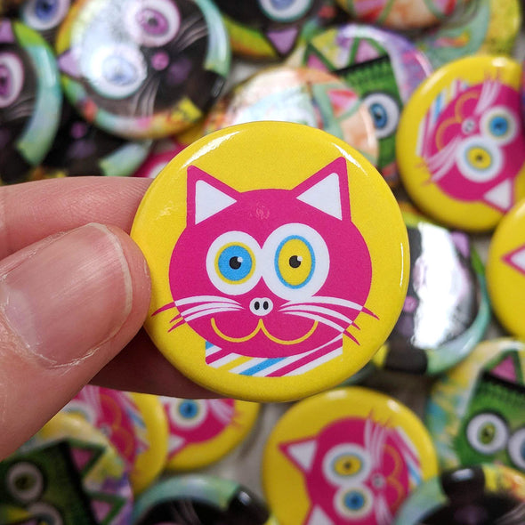"CMYKat - Magenta Cat" 1.25” Round Pinback Button