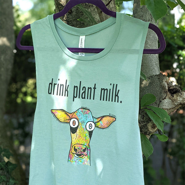 "Drink Plant Milk - Cow" Vegan Lightweight Muscle Tank