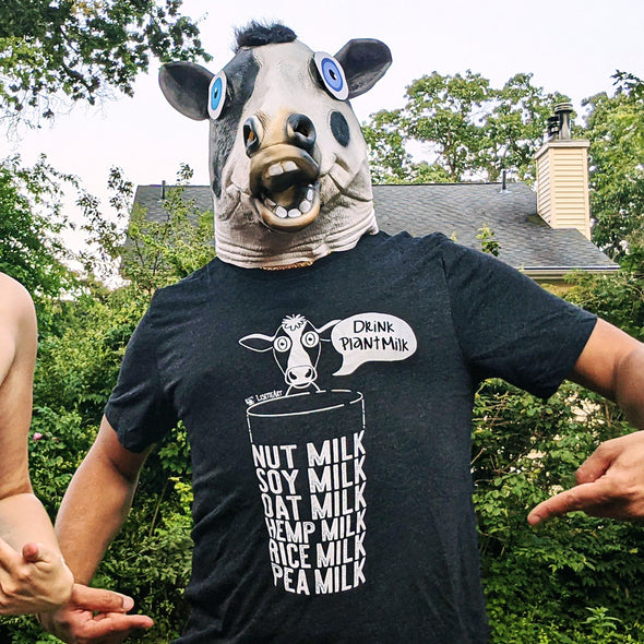 "Drink Plant Milk Instead" Vegan Unisex Tri-blend T-Shirt