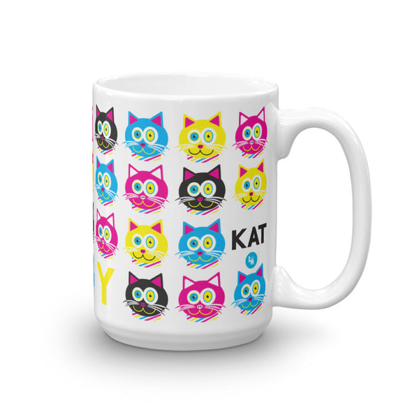"CMYKat" Pattern Large Cat Coffee Mug