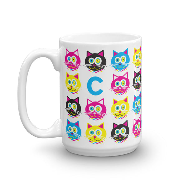"CMYKat" Pattern Large Cat Coffee Mug
