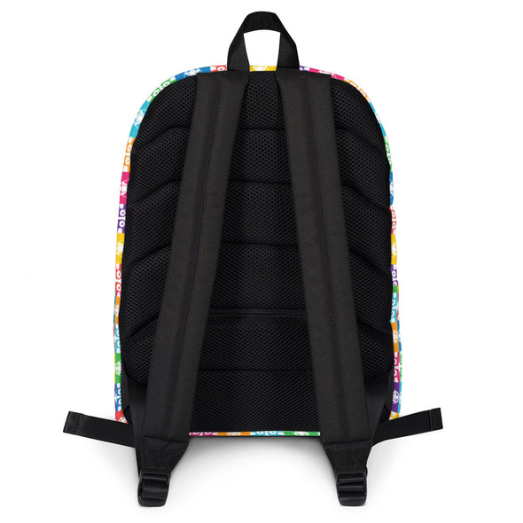 "Don't Have a Cow, Have Tofu!" (multi-color checker print) Vegan Backpack