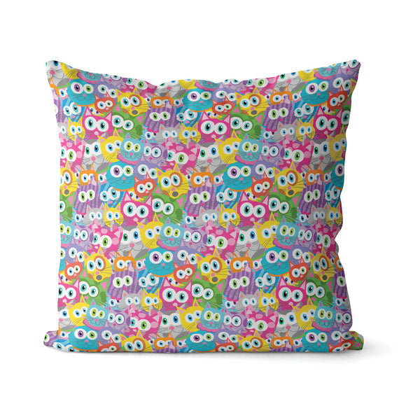 "Purrrballs" Whimsical Colorful Cat Premium Throw Pillow Cover