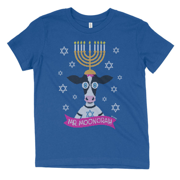 "Mr. Moonorah" Hanukkah Cow Kids Kids Youth T-Shirt