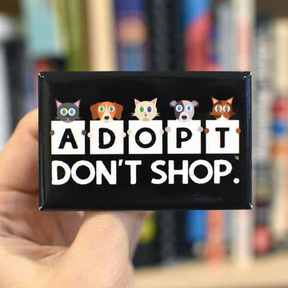 "Adopt, Don't Shop." Rectangle Cat & Dog Pinback Button