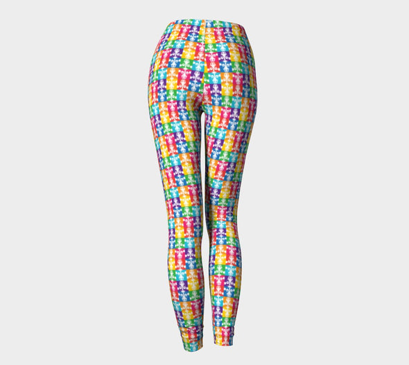 "Don't Have a Cow, Have Tofu!" (multi-color checker print) Printed Leggings