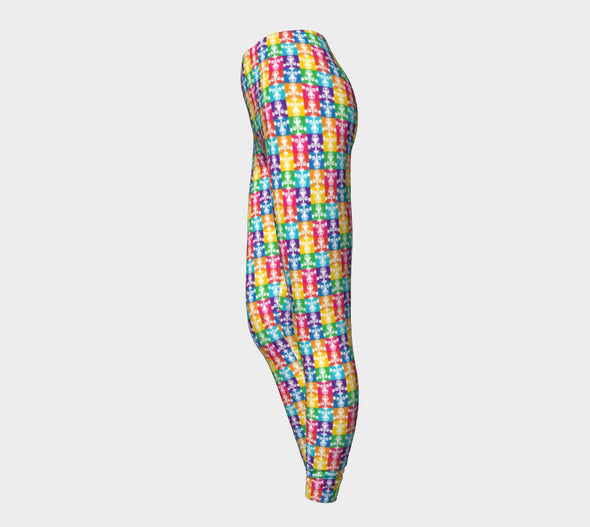 "Don't Have a Cow, Have Tofu!" (multi-color checker print) Printed Leggings