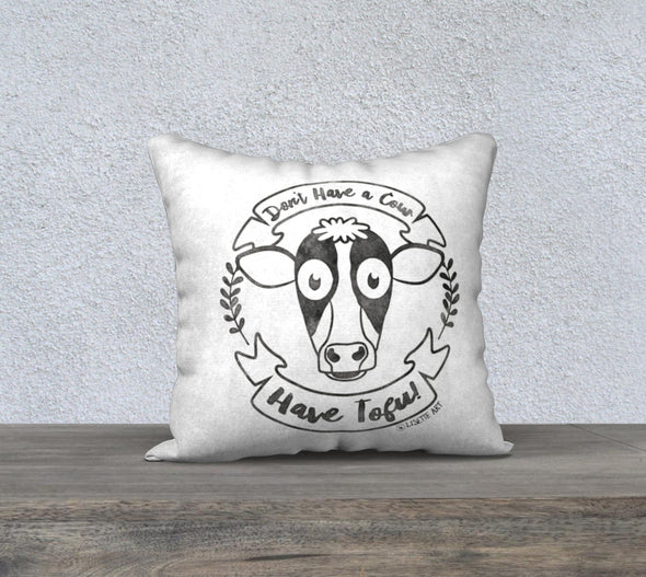 "Don't Have a Cow, Have Tofu!" (vintage) Premium Vegan Throw Pillow Cover