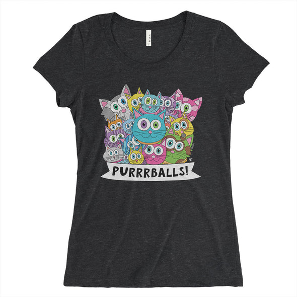 SALE "Purrrballs!" Junior Fitted Cat T-Shirt