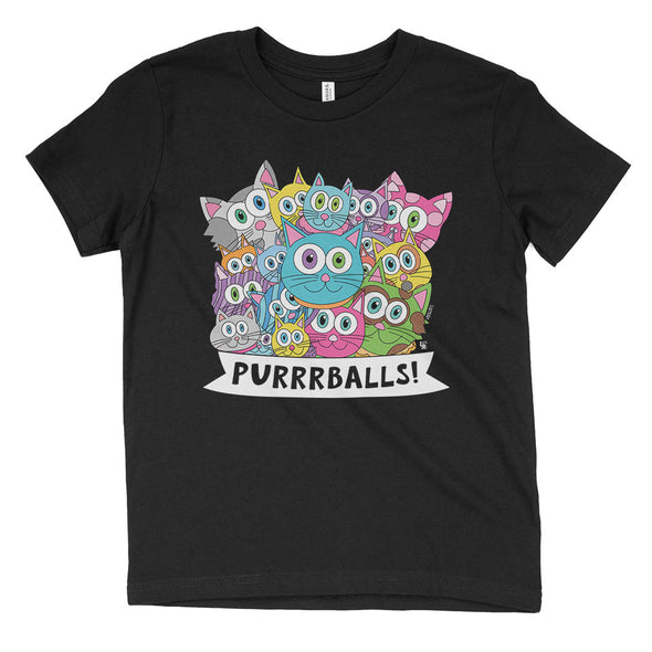 "Purrrballs!" Kids Youth Cat T-Shirt