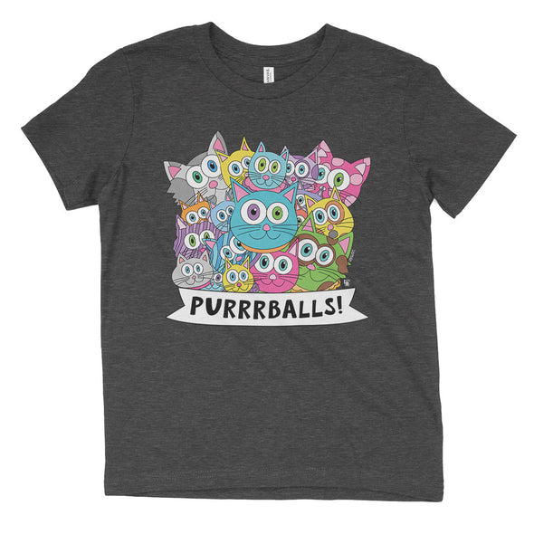 "Purrrballs!" Kids Youth Cat T-Shirt